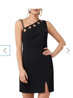 Ever New Black One-Shoulder Grommet Accent Dress